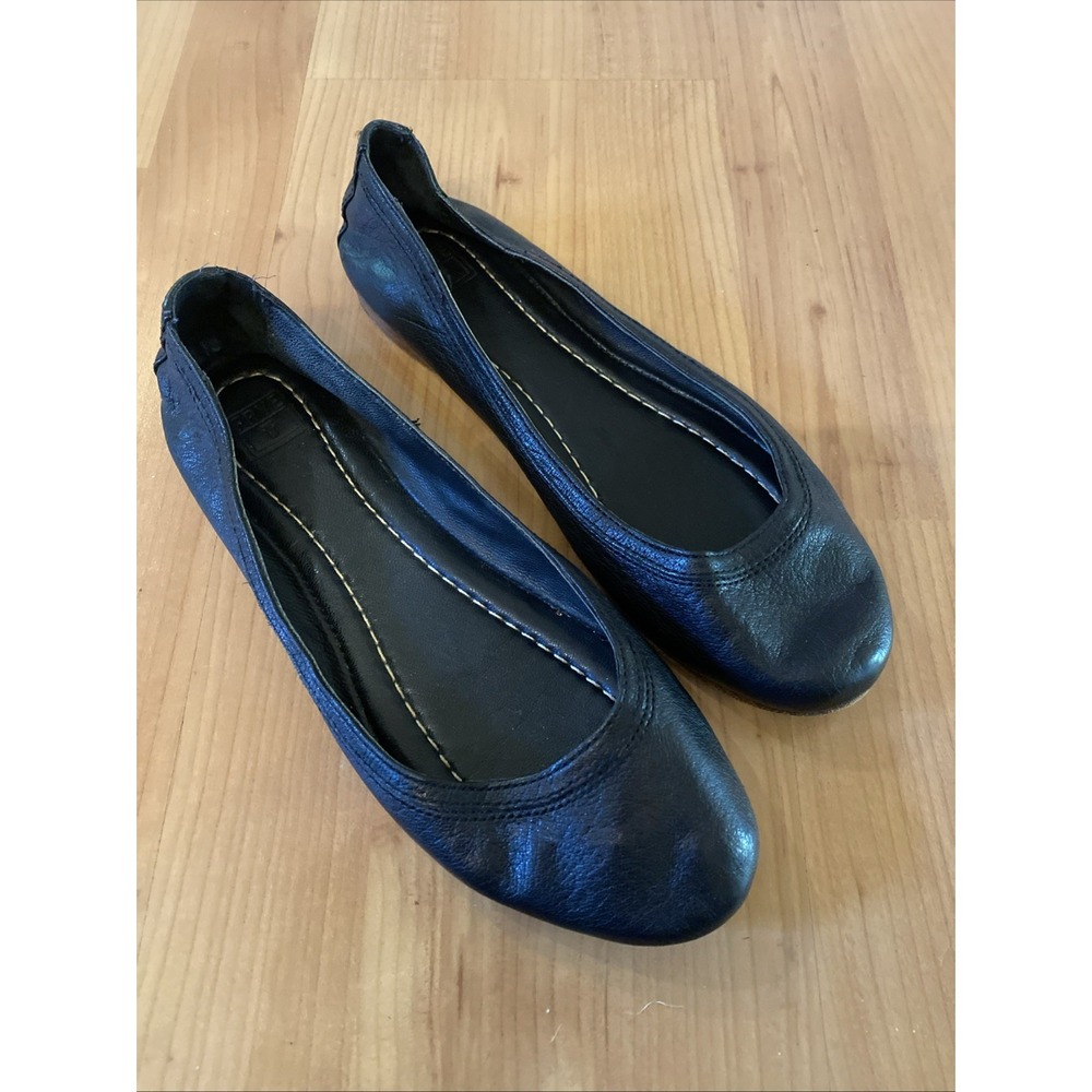 Frye Carson Women's Size 7 Black Leather Slip-on Ballet Flat Shoe